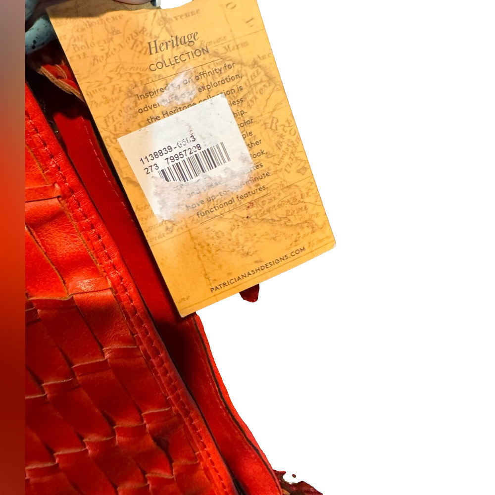 Patricia Nash Woven Leather Valbella Zip Crossbody Bag Bright Coral NWT - Picture 14 of 14